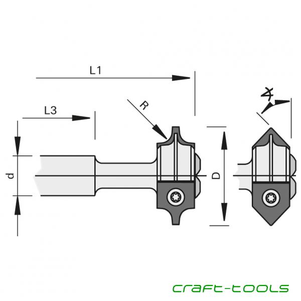 Stehle 1523 Abrund-Fase-Messerköpfe Set 2 - Zeichnung 50811821